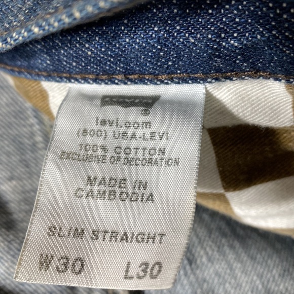 MEN’S LEVI STRAUSS & CO LEVI’S SLIM STRAIGHT 514 BLUE DENIM JEANS SZ W 30/L30 - Picture 12 of 14